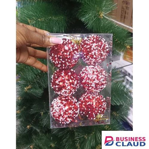 Christmas Shiny Balls 6 Pcs Set Elegant Holiday Tree Decorations for Home, Office & Events – Glittering Xmas Ornaments for Indoor & Outdoor Festive Decor