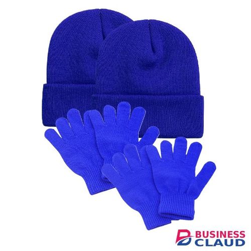 Royal Blue Marvin Beanie Cap School Uniform- 2 PCS & Royal Blue Kids Gloves - 2 PCS