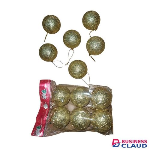 6pcs Christmas Golden Balls Tree Ornaments – Shatterproof Hanging Decorations for Home, Office, and Festive Party Décor