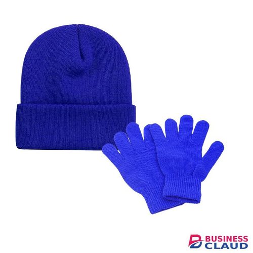 Fashion Ella Royal Blue Marvin Beanie Cap School Uniform- 1 PC & Royal Blue Kids Gloves - 1 PC