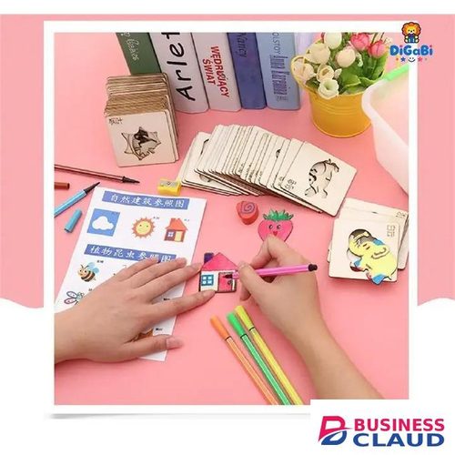 Digabi 24pcs Montessori Kids Toys Drawing Toys Wooden DIY Painting Template Stencils Learning Educational Toys for Children Gift