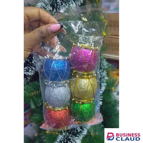 Mixed Decor Balls & Drums (6pcs) Christmas Tree Ornaments – Colorful Shatterproof Hanging Decorations for Home, Office, Party, and Holiday Events