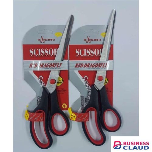 Red Dragonfly 12pcs Heavy Duty Scissors with Ultra Sharp Blades and Comfort Grip Handles - For Office, Home, School, Sewing, and Crafts ( 12pcs))