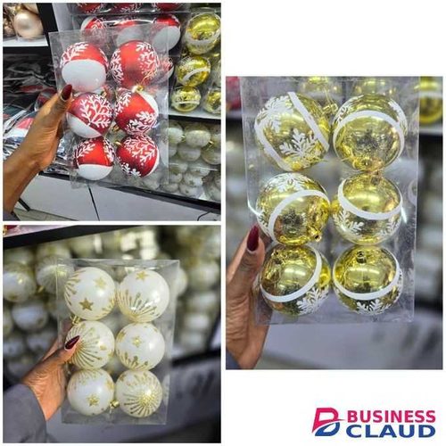 6pcs Christmas Tree Ball Ornaments 8cm – Festive Decorative Hanging Baubles for Home, Office, Parties & Holiday Decor