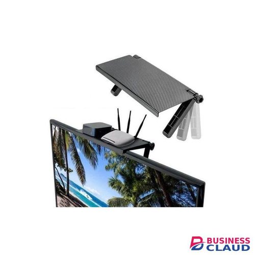 Grey TV Screen Top Storage Shelf Adjustable Computer Monitor Desktop Screen Top Storage Rack Router Shelf Rack Home Organizer