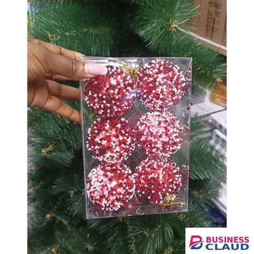 Christmas Shiny Balls 6 Pcs Christmas Tree Decorations Set – Sparkling Holiday Ornament Balls for Home, Office, and Party Décor – Festive Assorted Colors and Durable Hanging Design