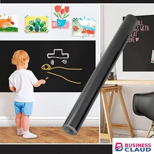 Blackboard Sticker Removable Adhesive Vinyl Chalkboard Paper Roll Wall Memo Chalk Board Decal Paper for Home Kitchen Office School Menu - 1 Roll with 5pcs Chalks - 45cm x 110cm