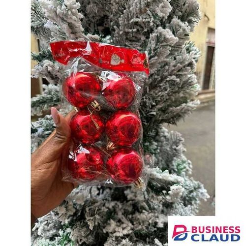 Red 6PCS Shiny Christmas Ball Set Perfect for adding a classic holiday touch to any home or office. Ideal for Christmas trees, wreaths, garlands, and holiday centerpieces