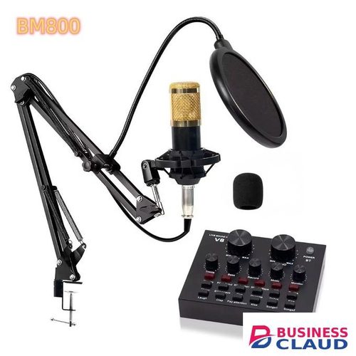 BM800 Microphone Kit With V8 ce Changer Sound Card For Live Streaming, YouTube, And Karaoke