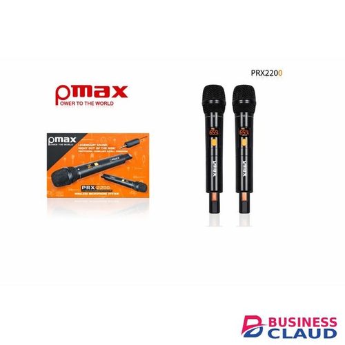 Pmax PRX2200 Wireless Mic Pair – 2 Black Handheld Microphones, Portable Sound for Karaoke, Announcements, Shows