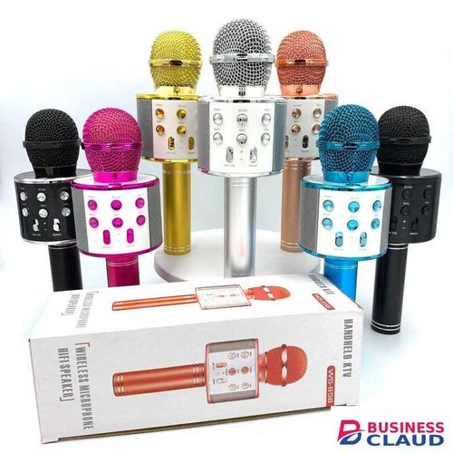Silver Portable Kids Karaoke Microphone – Bluetooth Singing Mic With ce Changer And LED Light Show