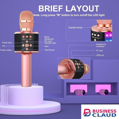 Bluetooth Handheld Karaoke Mic – Wireless Mic with Crystal Clear Sound