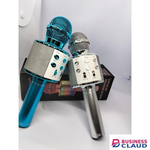 Silver Karaoke Singing Microphone – Bluetooth Wireless Mic For Kids With Colorful LEDs And USB Charging