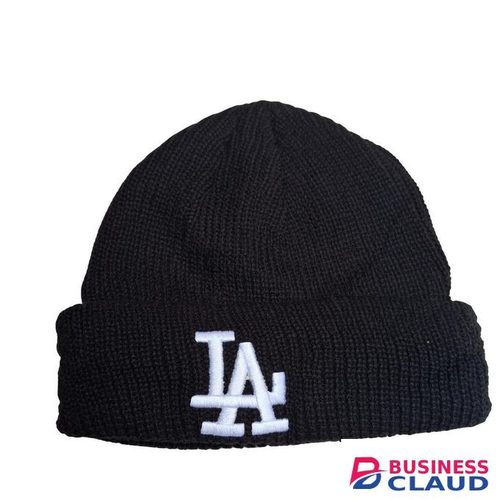 Stylish BLACK LA EMBROIDERED 1 PC Trendy Unisex Beanie Hat – Warm Stylish Knitted Cap for Men & Women, Perfect for Chilly Weather, Streetwear, Travel, Casual Outfits & Outdoor – Soft, Comfortable & Perfect Fit for Kenyan Style & Everyday Use in Ebony