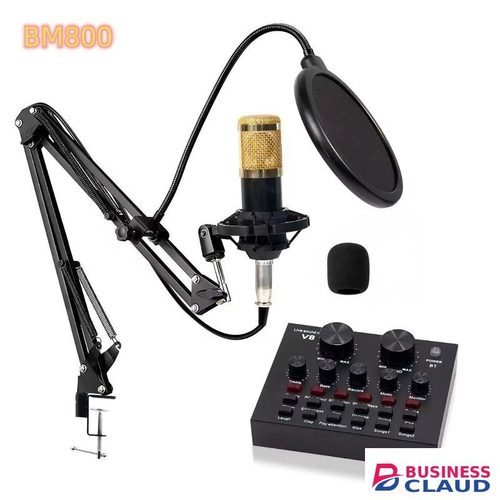 BM800 Mic + V8 Sound Card – Ideal for Podcasts, Karaoke & YouTube Videos