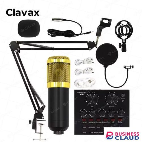 V8 Sound Card with BM800 Condenser Mic for Broadcasting and Karaoke Recording