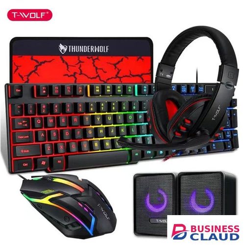 5 In 1T-WOLF TF-800 Keyboard, Mouse, Headset Set, Speakers