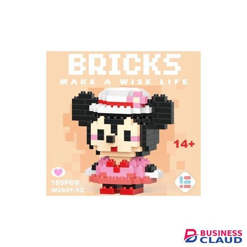 Bricks 185PCS Pixel Minnie Mouse by BRICKS- W2601-12 Collectible Model, Perfect Gift for Teens