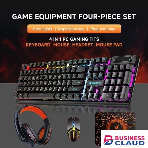 JERTECH LED RGB gaming keyboard mechanical shaft mouse compo kit with headphones mouse pad, mouse and mouse 4 in 1 set mechanical keyboard