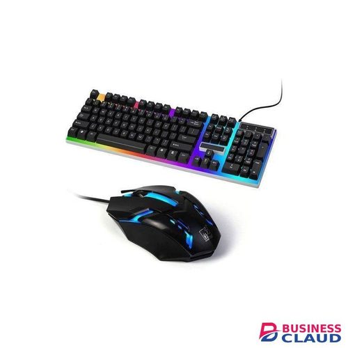 Wired Keyboard & Optical Mouse With Colorful Backlight - Black