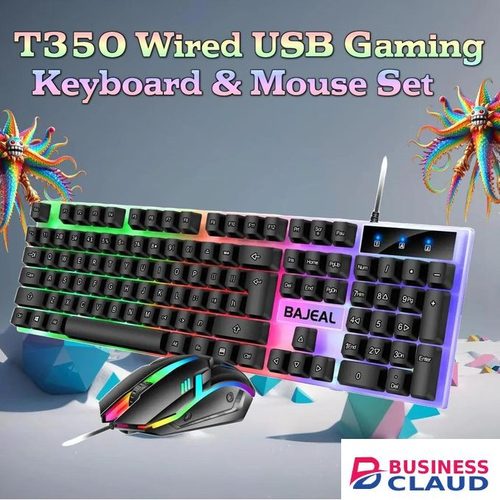 New Gaming Keyboard Backlit RGB Wired Gaming Keyboard With Mouse Lighting Keyboard And Mouse Set Office Game Color Set