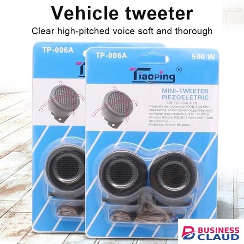 Tiaoping 2pcs Mini-Tweeters Piezoelectric Car 500W Mini Dome Tweeter High Efficiency Modified Horn Audio Head Speaker For All Car Audio System - Black