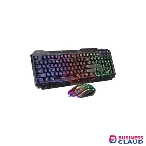 2-IN-1 Rainbow Glow Gaming Keyboard& Mouse Set with Backlight Luminous Gaming Peripheral Ergonomic Mechanical Feel Keyboard Mouse