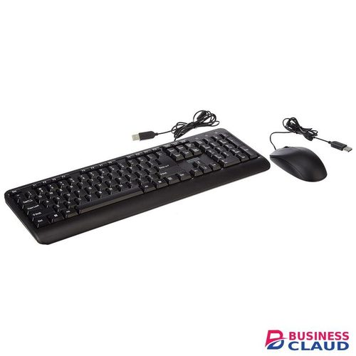 Lenovo 160 Keyboard & Mouse Wired Combo, Waterproof Exoskeleton, Splash Proof Keys, 1600 DPI Full Size Mouse, Non-Slip Scroll Wheel, Adjustable Keyboard Stand - GX31L52655