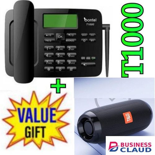 Bontel T1000 GSM FIXED WIRELESS LANDLINE DESKTOP PHONE(DUAL SIM) -BLACK +BLUETOOTH SPEAKER