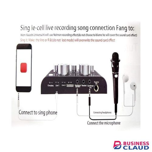 Audiosound Broadcast Sound Card, Bluetooth Volume Adjustment ce Change, Multiple Sound Effects Support Mobile Phone Computer, for Live Broadcast K Songs Recording