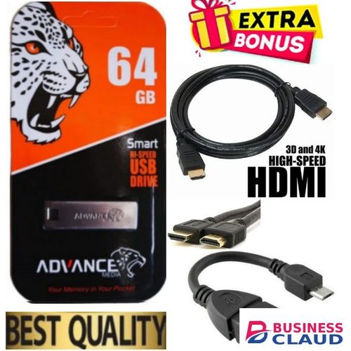 Advance 64 GB USB Flash Drive Metal For Smart TVs, Woofer, Portable BT Speakers+BONUS