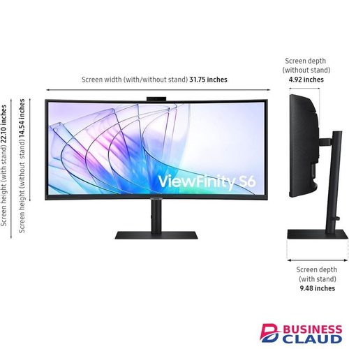 Samsung 34-Inch ViewFinity S65VC Series Ultra-WQHD Curved Computer Monitor, 100Hz, AMD FreeSync, HDR10, USB-C, Built-in Speaker, Camera, KVM Switch, Eye Care, Eco-Packaging - LS34C650VAMXUE