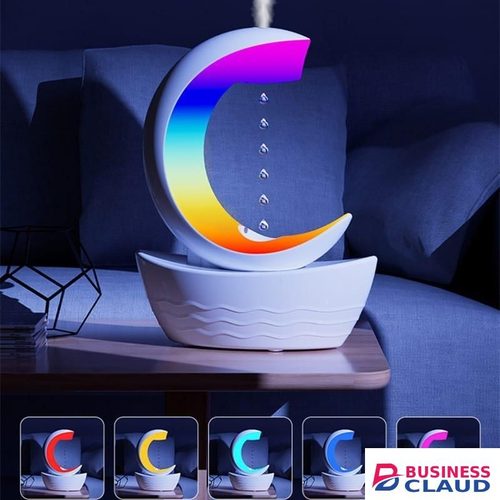 Lonvel Anti Gravity Humidifier With 7-Color Night Light Bt Speaker Moon-ship Shape Wireless Remote Control Ultrasonic Humidifier + FREE Essential Oils (12 PCS)