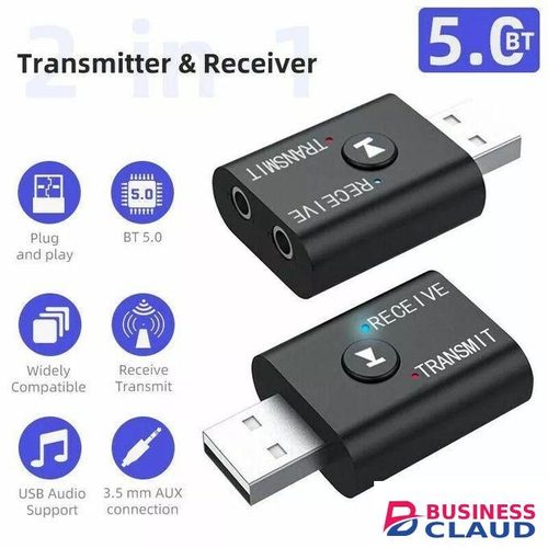 Barksdale USB Bluetooth 2 in 1 Transmitter + EDR Receiver Car Wireless Audio RX + TX 3.5mm Aux Kit Speaker Headset TV PC Car Mini 3.5mm 5.0 Stereo Adapter