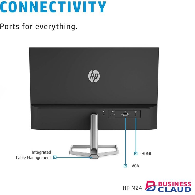 HP 24 Inch FHD Monitor, M24f, Full HD IPS LED Display, Ultraslim, Tilt Adjustable, 75hz Refresh Rate, 5ms Response Time, 1x HDMI, 1 x VGA, Low Blue Light Mode, Anti-glare, Silver and Black