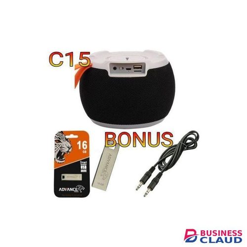 C15 Portable Super Bass BT Speaker + BONUS USB Flash Drive //Disk 16GB,Audio Cable