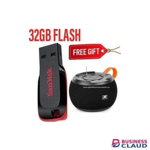 Sandisk HIGH SPEED 32GB USB Flash Disk - 32 GB Flash Drive + C15 STRONG BASS BLUETOOTH SPEAKER