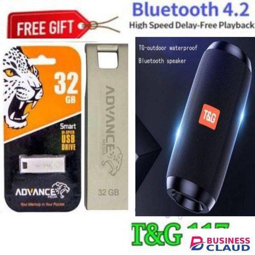 Advance 32gb METTALIC FLASH // 32 GB Flash Disk - Silver + TG WIRELESS BLUETOOTH Speaker FOR SMART PHONES