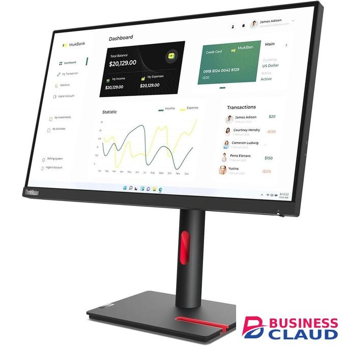 Lenovo ThinkVision P24h-30 QHD USB-C Hub Monitor - 23.8" IPS 2560×1440, HDMI 2.1 + DP In/Out, RJ45 Ethernet, USB Hub, Full Ergonomic Stand, Professional Display – Raven Black