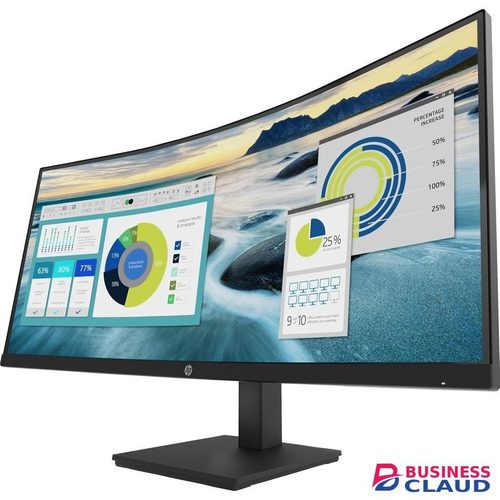 HP P34hc G4 34" WQHD Curved USB-C Monitor, Ultra-Wide 3440x1440 Display, 65W Power Delivery, USB-C, HDMI & DisplayPort, Ergonomic Design – 21Y56AS