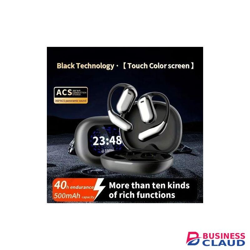 Sk wireless Bluetooth Headphones With LCD Display Touch Control, True Wireless Open s Bone Conduction Earphones IPS Screen