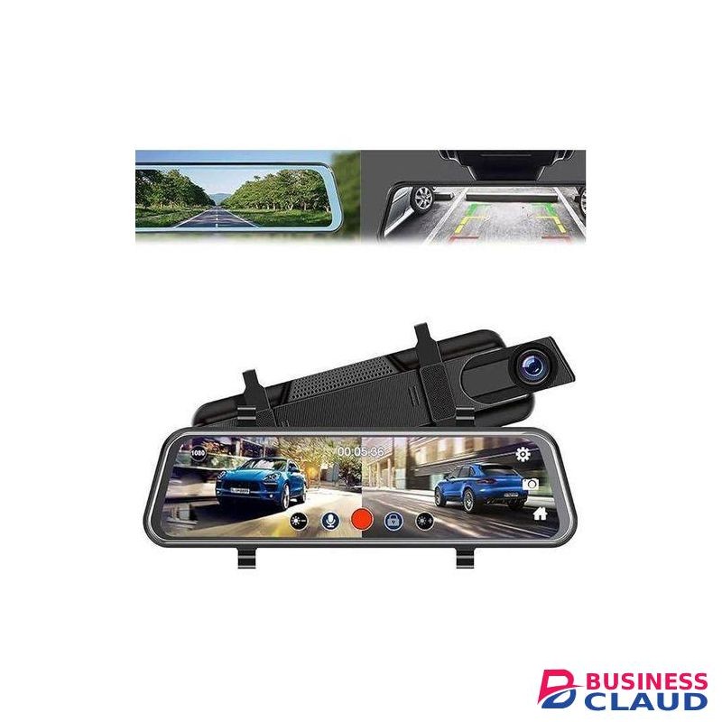 Mirror Dash Cam Rear View Camera, 10 Inch IPS Touch Screen LED Smart Rear View Mirror For Car, HD Front And Rear View Cameras Night Vision, Parking Monitor, Reverse Assist, 64GB Card Loop Recording