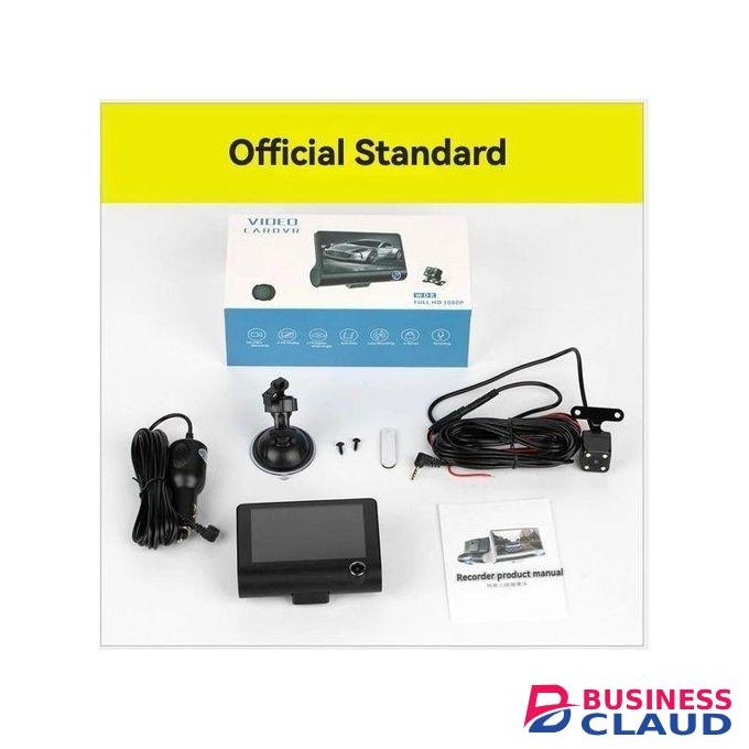 4-Inch IPS Display Dash Cam Car DVR 1080P HD Triple Lens With Motion Detection And Emergency Lock