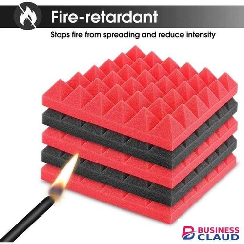 6Pcs Acoustic Foam Studio Soundproofing Foam Wedges Ties Black + Red
