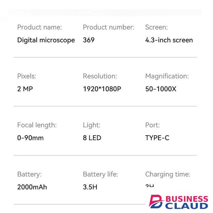 1080P Digital Microscope with 4.3” IPS Screen, 1000X Zoom, Rechargeable USB-C & Adjustable Stand (H369)