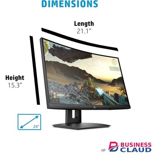 HP X24c 23.6" Curved Gaming Monitor, 144Hz FHD Display, 1500R Immersive Curve, AMD FreeSync Premium, Height & Tilt Adjustable Stand, HDMI + DisplayPort, Eye Comfort Technology – Black (9FM22AS)