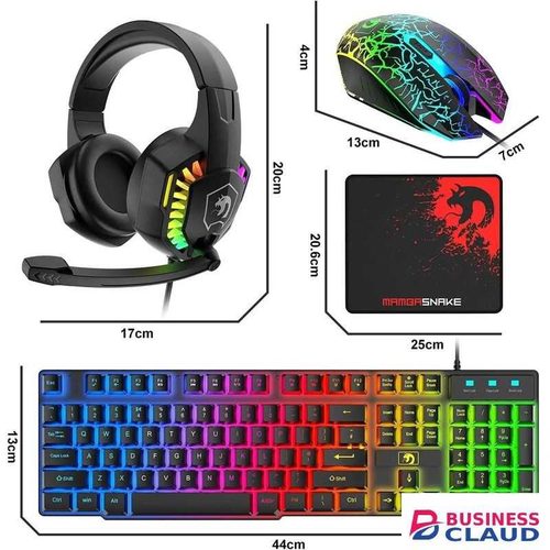 T-wolf backlit wired gaming keyboard combo mouse headset mechanical feel