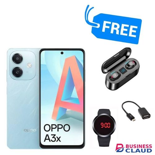 Oppo A3X,IPS LCD DISPLAY 6.67" INCHES,4GB RAM /64GB ROM,BUDS,WATCH & OTG CABLE,SPLY"