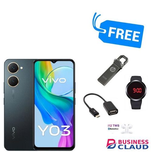 Vivo Y03,IPS LCD DISPLAY,(128GB ROM+4GB RAM)13MP,15W,5000MAH,90HZ,& FREEBIES