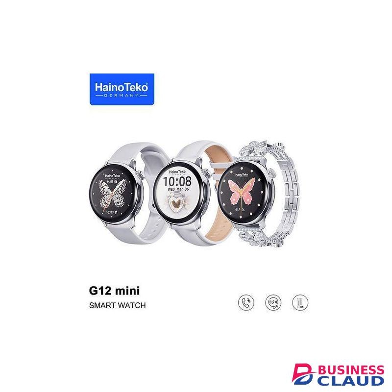 Haino Teko G12 Mini (HD IPS Amolded Display) with 3 Pairs Strap (Stainless Steel+Leather+Silicone) Excelent Diamond Look With Wireless Charger
